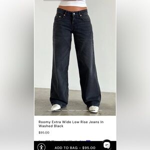 Motel Rocks Black Wide Leg Jeans